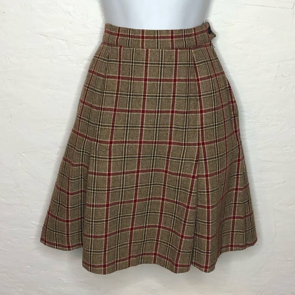 Vintage | 80% Wool Plaid Preppy Pleated Mini Skirt Punk Academia Made in Italy